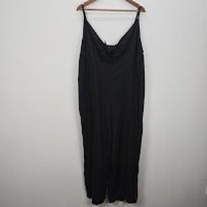 Old Navy Sleeveless Jumpsuit 2X Black Linen Loose Wide Leg Beachy Vacation‎